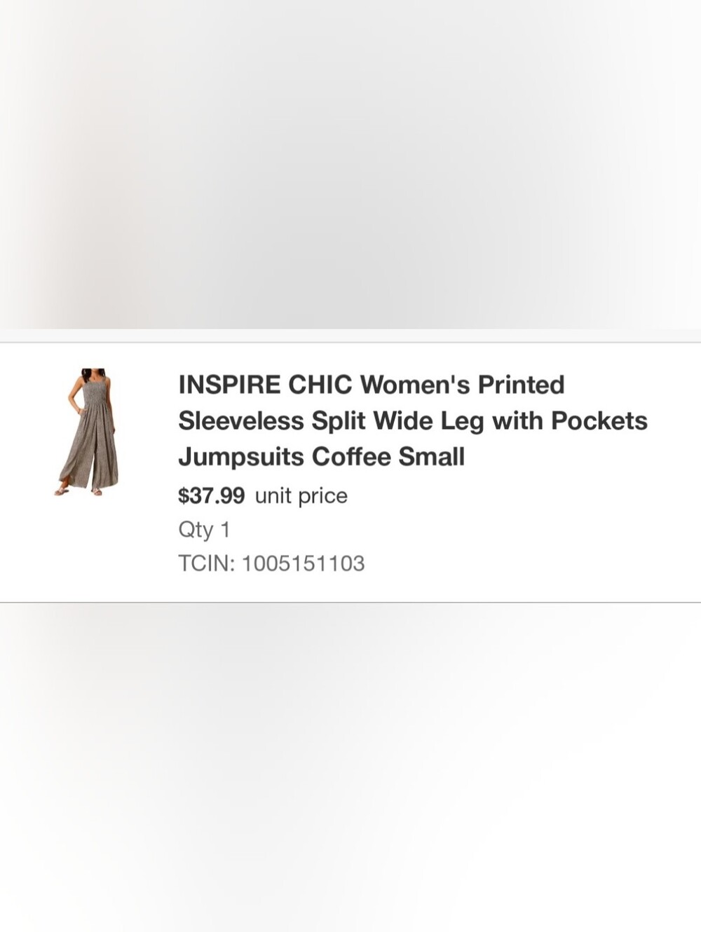 Simple Women's Sleeveless Split Wide Leg Jumpsuit - Coffee, Small